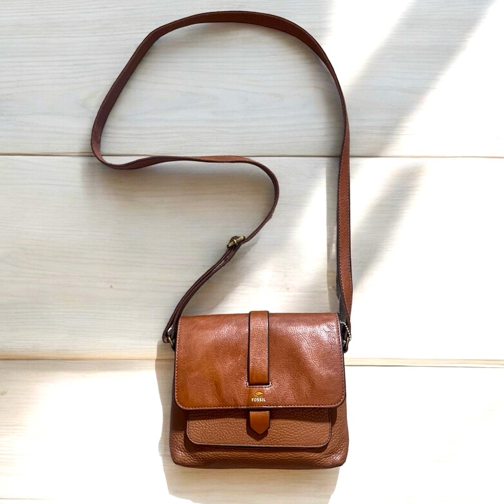FOSSIL Genuine leather crossbody Bag in brown